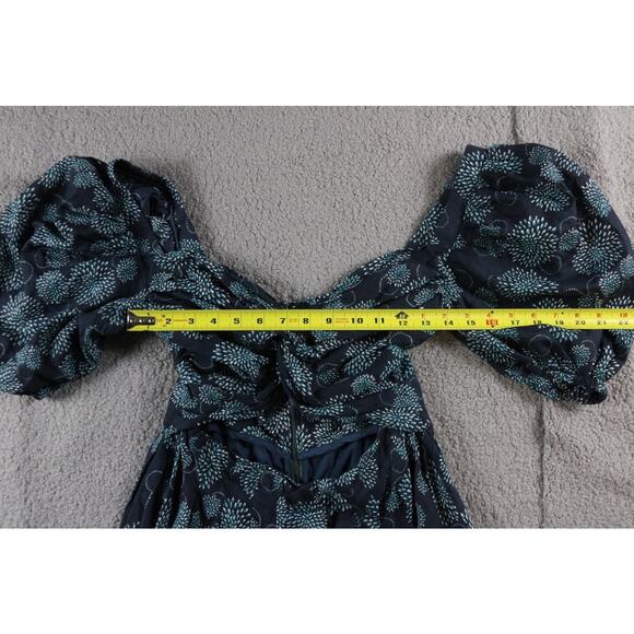 Karina Grimaldi Dress Medium Floral Print Lined Puff Sleeve Cut out Mini - Picture 7 of 8